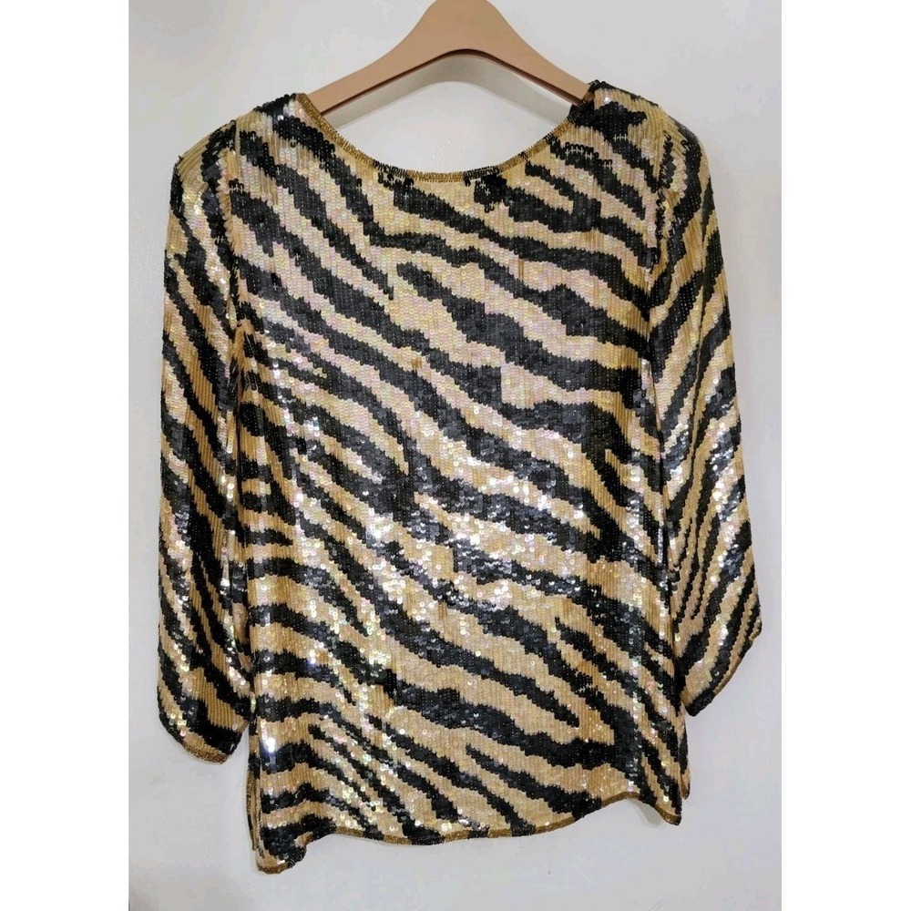 Vintage 1980's Jeanette Kastenburg St Martin Sequin Top Disco SEE MEASUREMENT